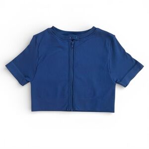 SET ACTIVE Women’s Sculptflex Moto Zip  Workout Top Cobalt Blue Size Medium